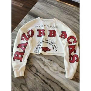 Boutique Gameday Social Arkansas Razorbacks Cropped Sweatshirt Womens Small